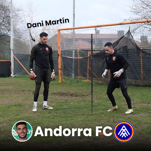 Dani Mart&iacute;n, portero del Andorra FC, en un entrenamiento espec&iacute;fico de porteros